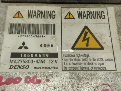 Pezzo di ricambio per auto di seconda mano centralina motore per mitsubishi l 200 (ka0/kb0) cabina doble intense 4x4 riferimenti oem iam 1860a549  