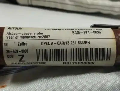 Piesă de schimb auto la mâna a doua airbag perdea fațã dreapta pentru opel zafira b cosmo referințe oem iam 13231633