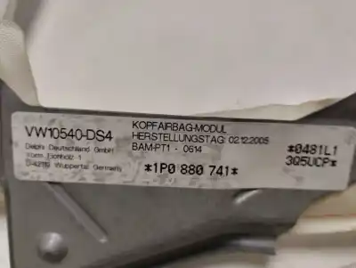 Peça sobressalente para automóvel em segunda mão airbag de cortina dianteiro esquerdo por seat leon (1p1) reference referências oem iam 1p0880741  1p0880741