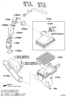 Pezzo di ricambio per auto di seconda mano tubo per toyota auris hybrid active riferimenti oem iam 178810t280