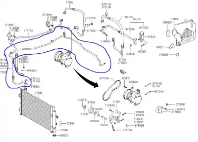 Second-hand car spare part air conditioning pipes for hyundai getz (tb) 1.5 crdi oem iam references 977611c300