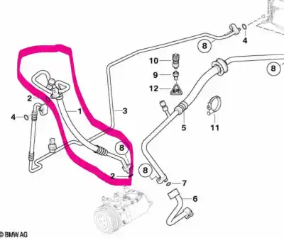 Peça sobressalente para automóvel em segunda mão tubos de ar condicionado por bmw x5 (e53) 3.0d referências oem iam 64536917873