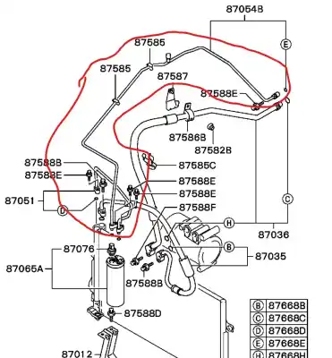 Gebrauchtes Autoersatzteil ROHRE DER KLIMAANLAGE zum MITSUBISHI SPACE STAR (DG0) 1600 OEM-IAM-Referenzen MR910808  