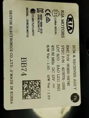 Second-hand car spare part electronic module for kia stonic (ybcuv) drive oem iam references 954b0h8740  