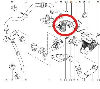 Tweedehands auto-onderdeel turbo drukleiding voor renault megane ii classic berlina confort authentique 106 cv / 78 kw oem iam-referenties 8200500384