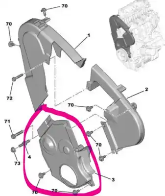 Pezzo di ricambio per auto di seconda mano Copertura Distribuzione per CITROEN XSARA PICASSO (N68) 2.0 HDI Riferimenti OEM IAM 9642282880  