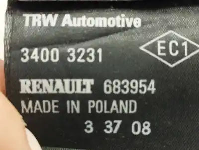 Second-hand car spare part rear left seat belt for renault clio iii pack authentique oem iam references 8200683954  