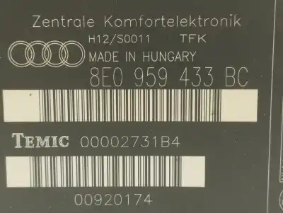 Pezzo di ricambio per auto di seconda mano modulo elettronico per audi a4 berlina (8e) 2.4 v6 30v cat (bdv) riferimenti oem iam 8e0959433bc  