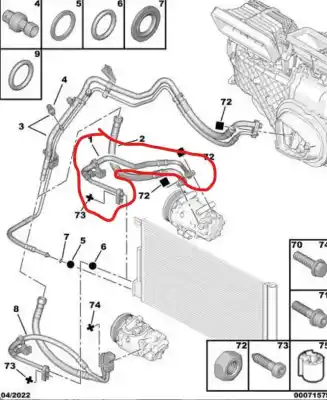 Second-hand car spare part air conditioning pipes for citroen nemo sx oem iam references 6477a9  
