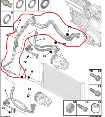 Second-hand car spare part air conditioning pipes for citroen nemo sx oem iam references 6477e0  
