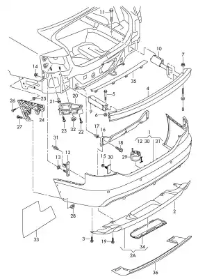 Pezzo di ricambio per auto di seconda mano RINFORZO PARAURTI POSTERIORE per AUDI A6 C6 AVANT (4F5) 2.0 TDI Riferimenti OEM IAM 4F0807313D  