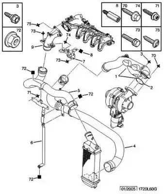 Pezzo di ricambio per auto di seconda mano TUBO PRESSIONE TURBOCOMPRESSORE per CITROEN C4 BERLINA Exclusive Riferimenti OEM IAM 0382AZ  