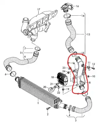 Second-hand car spare part turbocharger pressure pipe for audi a4 b8 (8k2) 2.0 tdi oem iam references 8k0145673bb