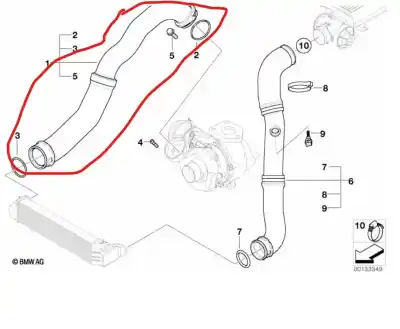 Gebrauchtes Autoersatzteil turbolader-druckrohr zum bmw serie 3 berlina (e46) 320d oem-iam-referenzen 11617786865
