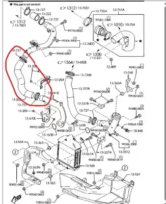 Second-hand car spare part turbocharger pressure pipe for mazda cx-7 (er) active oem iam references r2ax13223