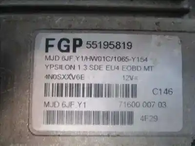 Second-hand car spare part ecu engine control for lancia ypsilon (101) 1.3 jtd oem iam references magneti/55195819  
