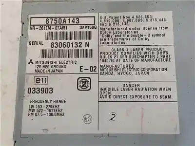Pièce détachée automobile d'occasion système audio / radiocd pour mitsubishi lancer sedán (cy/z_a) 2.0 di-d références oem iam   83060132n