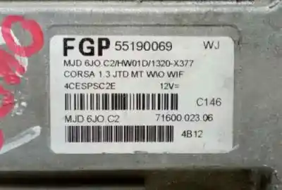 Second-hand car spare part ecu engine control for opel combo 1.3 16v cdti cat (z 13 dt / ln9) 69 cv / 51 kw oem iam references 55190069  
