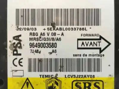 Peça sobressalente para automóvel em segunda mão centralina de airbag por citroen c2 1.4 hdi referências oem iam 9649003580  