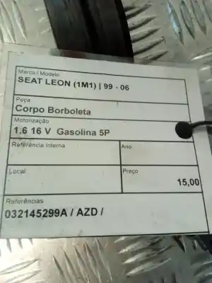 Peça sobressalente para automóvel em segunda mão borboleta de admissão por seat leon (1m1) 1.6 16 v referências oem iam 032145299a  
