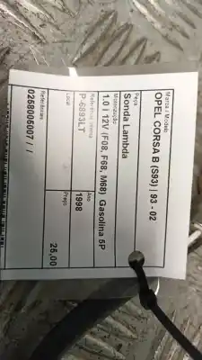 Second-hand car spare part lambda probe for opel corsa b (s93) 1.0 i 12v (f08. f68. m68) oem iam references 0258005007  