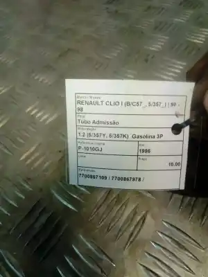 Автозапчастина б/у повітряний канал для renault clio i (b/c57_, 5/357_) 1.2 (b/c/s57a, b/c57s, 5/357f, 5/357j, 5/357l, 5/357r) посилання на oem iam 7700867109  
