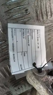 Second-hand car spare part alternator for bmw 3 (e46) 316 i oem iam references 0123325011  