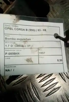 Pièce détachée automobile d'occasion pompe d'eau de nettoyage du pare brise pour opel corsa b (s93) 1.7 d (f08 f68 m68) références oem iam   