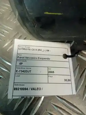 Second-hand car spare part left fog light for citroen c5 ii (rc_) 110 gasolina 2005 5p oem iam references 89210094  