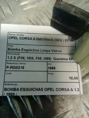 Pezzo di ricambio per auto di seconda mano pompa pulita per opel corsa a tr (s83) 1.2 s (f11, m11, m19, f19) riferimenti oem iam bomba esguichas opel corsa a 1.2  