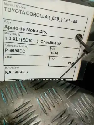 Second-hand car spare part right engine support for fiat uno (146) 1.0 cat oem iam references   