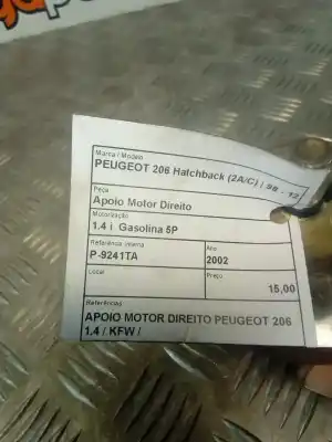 Pezzo di ricambio per auto di seconda mano supporto motore destro per peugeot 206 hatchback (2a/c) 1.4 i riferimenti oem iam apoio moto1844a9  