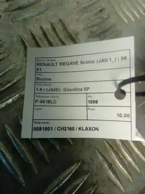 İkinci el araba yedek parçası boynuz için renault megane scenic (ja0/1_) 1.4 i (ja0e) oem iam referansları 0091001  