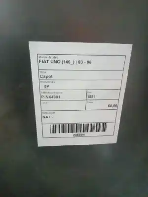 Peça sobressalente para automóvel em segunda mão capot por fiat uno (146) 1.0 cat referências oem iam   