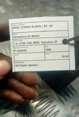 Second-hand car spare part ecu engine control for opel corsa a tr (s83) 1.2 s (f11, m11, m19, f19) oem iam references 16174349  