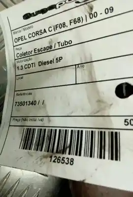 Автозапчастина б/у задня випускна труба для opel corsa c (x01) 1.3 cdti (f08 f68) посилання на oem iam 73501340  