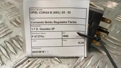 Second-hand car spare part headlight height adjuster switch for opel corsa b (s93) 1.7 d (f08 f68 m68) oem iam references 90270514  
