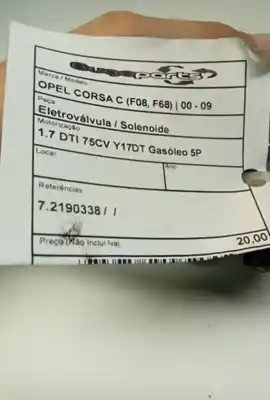 İkinci el araba yedek parçası solenoid valf için opel corsa c (x01) 1.7 dti (f08 f68) oem iam referansları 7.2190338  