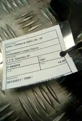 Second-hand car spare part windshiel wiper switch for opel corsa b (s93) 1.7 d (f08 f68 m68) oem iam references 90124931  