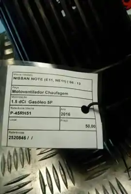 Peça sobressalente para automóvel em segunda mão motor de sofagem por nissan note (e11, ne11) 1.5 dci referências oem iam 2520846  