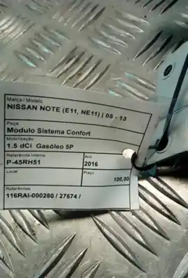 Second-hand car spare part comfort module for nissan note (e11, ne11) 1.5 dci oem iam references 116rai-000280  