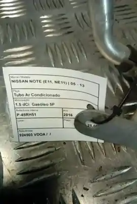 Peça sobressalente para automóvel em segunda mão tubos de ar condicionado por nissan note (e11, ne11) 1.5 dci referências oem iam 924503 vdoa  