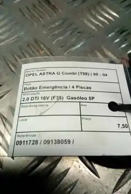 Pezzo di ricambio per auto di seconda mano avvertimento per opel astra g combi (t98) 2.0 dti 16v (f35) riferimenti oem iam 0911728  