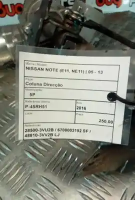 Second-hand car spare part steering column for nissan note (e11, ne11) 1.5 dci oem iam references 28500-3vu2b  