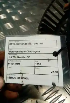Pezzo di ricambio per auto di seconda mano motore di riscaldamento per opel corsa b (s93) 1.5 td (f08. f68. m68) riferimenti oem iam 1bb42  