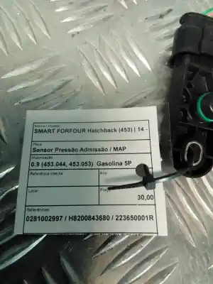 Peça sobressalente para automóvel em segunda mão sensor de pressão por smart forfour fastback (453) 0.9 (453.044, 453.053) referências oem iam 0281002997  