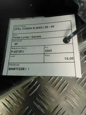 Автозапчастина б/у бардачок для opel corsa b (s93) 1.0 i 12v (f08. f68. m68) посилання на oem iam 90481723b  