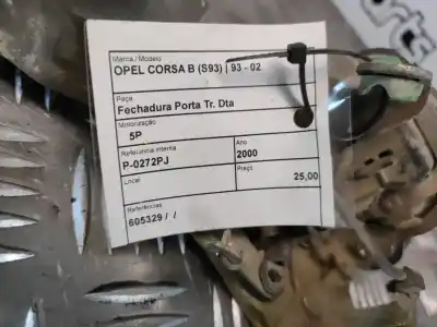 Автозапчастина б/у замок заднього правого дверя для opel corsa b (s93) 1.0 i 12v (f08. f68. m68) посилання на oem iam 605329  