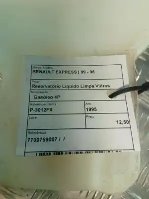 Peça sobressalente para automóvel em segunda mão depósito do limpa vidros por renault express 1.9d referências oem iam 7700759007  