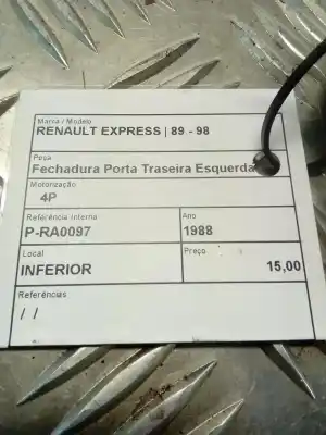 Second-hand car spare part rear left door lock for renault express 1.6d oem iam references   